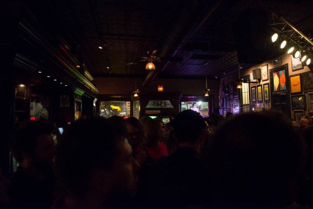 The weather was splendid. Everyone was out. The patio outside was just as packed as this bar room. Even the basement had full tables.