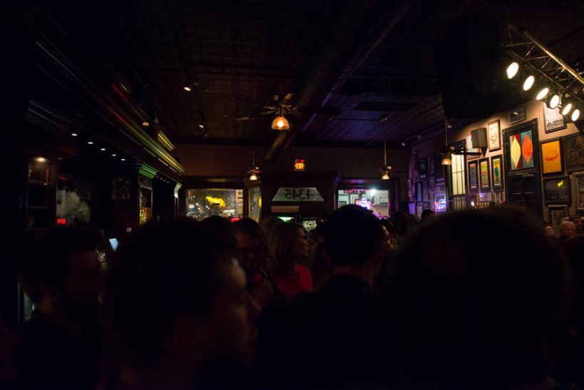 The weather was splendid. Everyone was out. The patio outside was just as packed as this bar room. Even the basement had full tables.