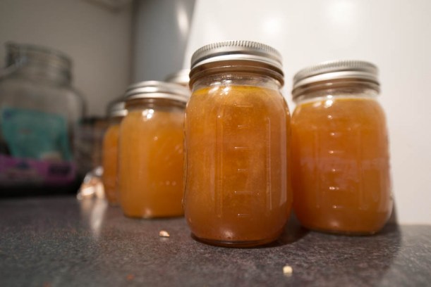 Here's the veggie broth fresh out of the pressure canner. 