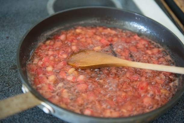 Here's the rhubarb that ended up in the rhubarb upside down cake, while it was being caramelized.