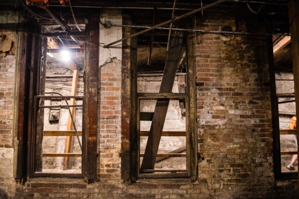 Those windows were once at street level. Not so much now. 