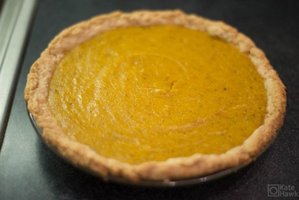 The cushaw pie right out of the oven. 