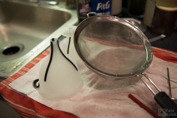 Strainer = not big enough. 