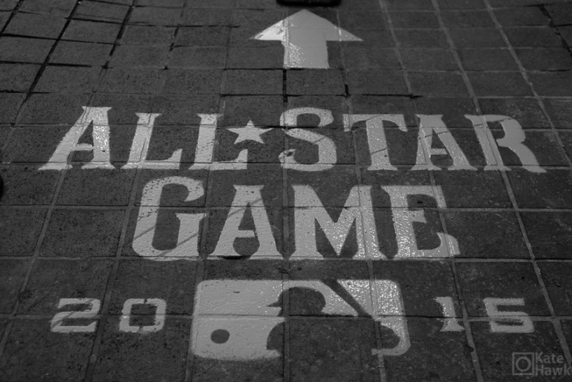 At 6 AM, the paint was still wet. Guess what idiot rode her bike through one before she noticed they were wet? Yep. 