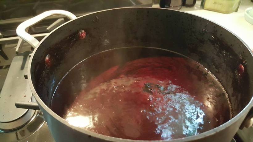 Picture of black raspberry jam on the stove